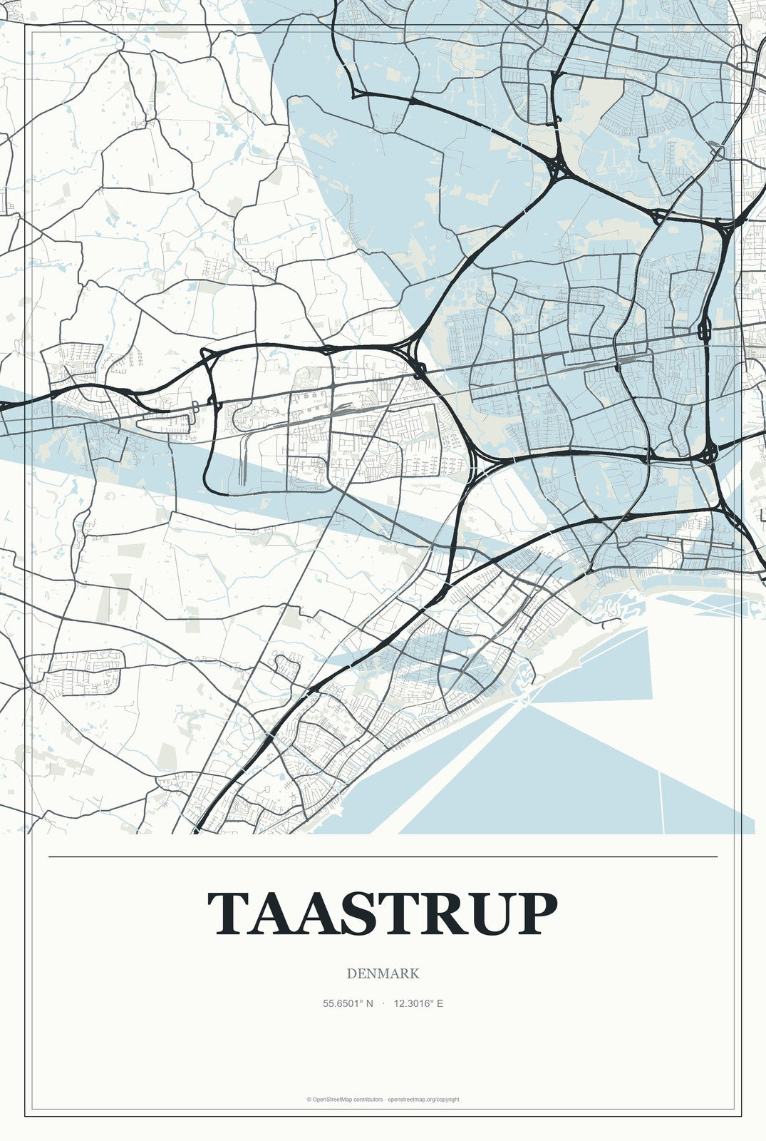 Taastrup, Denmark City Map Aluminum Sign in Gallery Air style