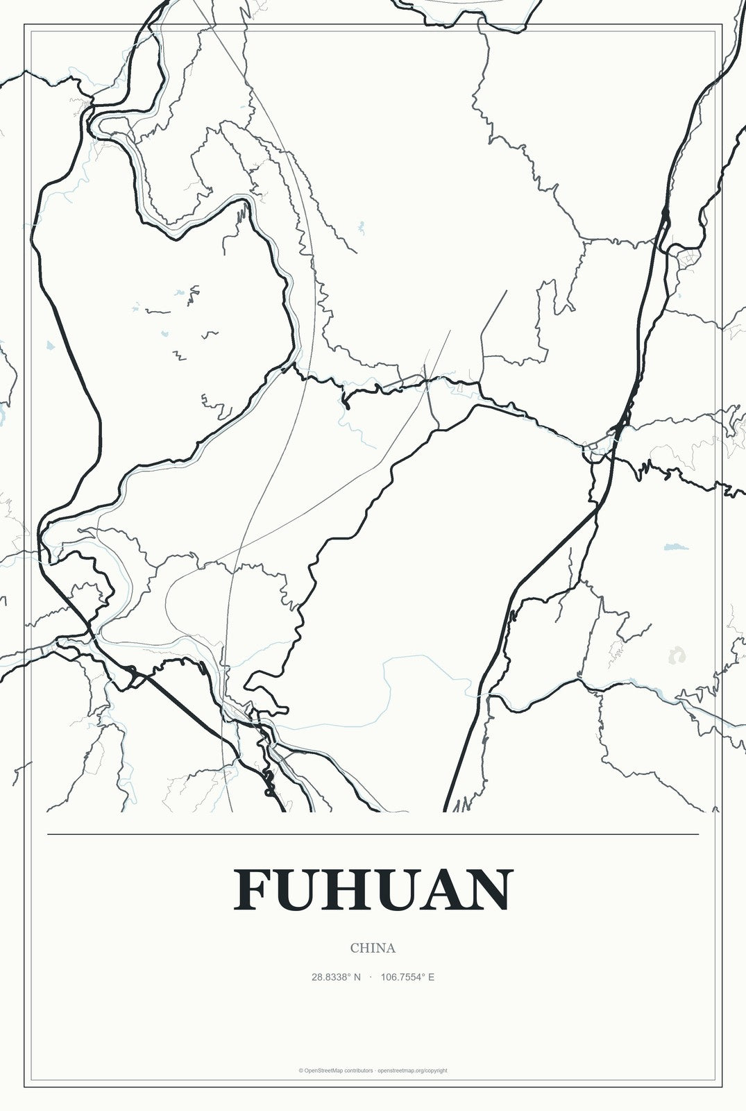 Fuhuan, China City Map Aluminum Sign in Gallery Air style