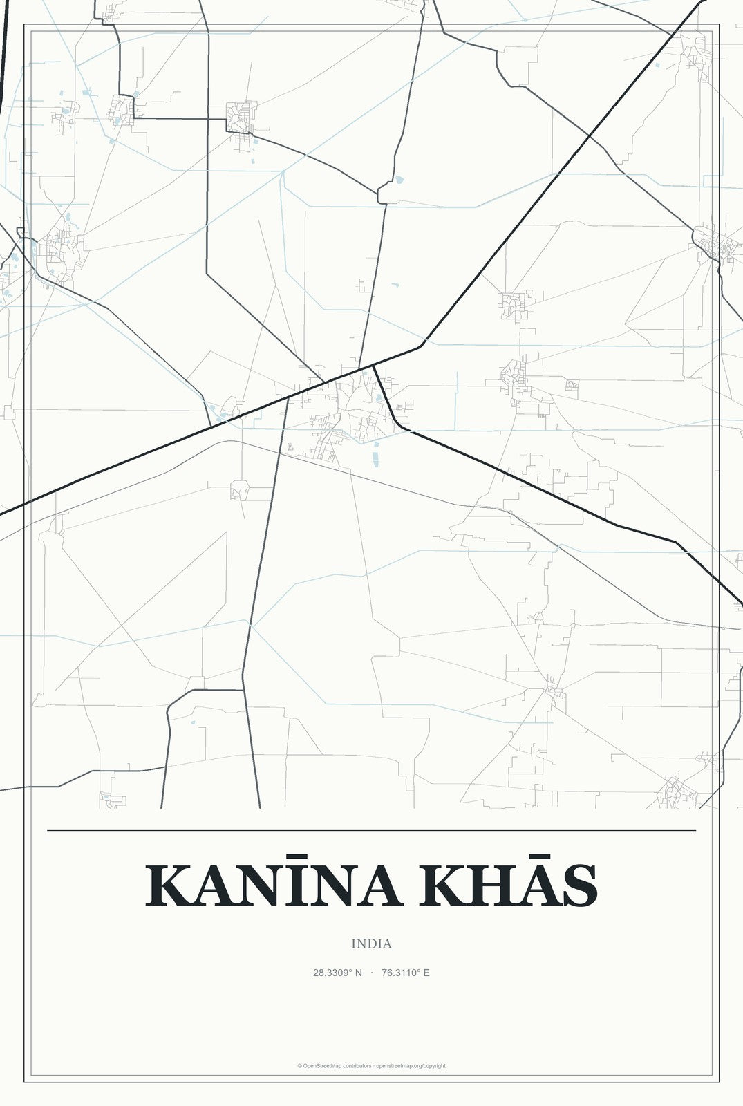 Kanīna Khās, India City Map Aluminum Sign in Gallery Air style