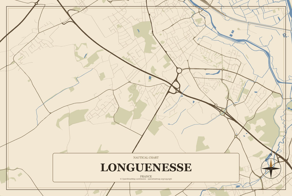 Longuenesse, France City Map Aluminum Sign in Heritage Nautical style