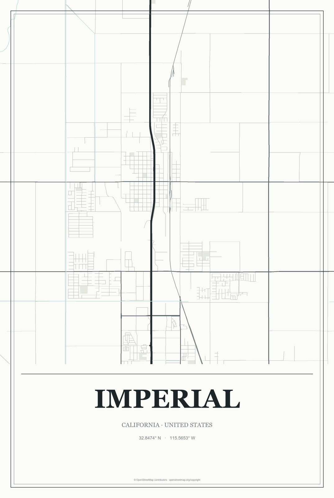 Imperial, California City Map Aluminum Sign in Gallery Air style