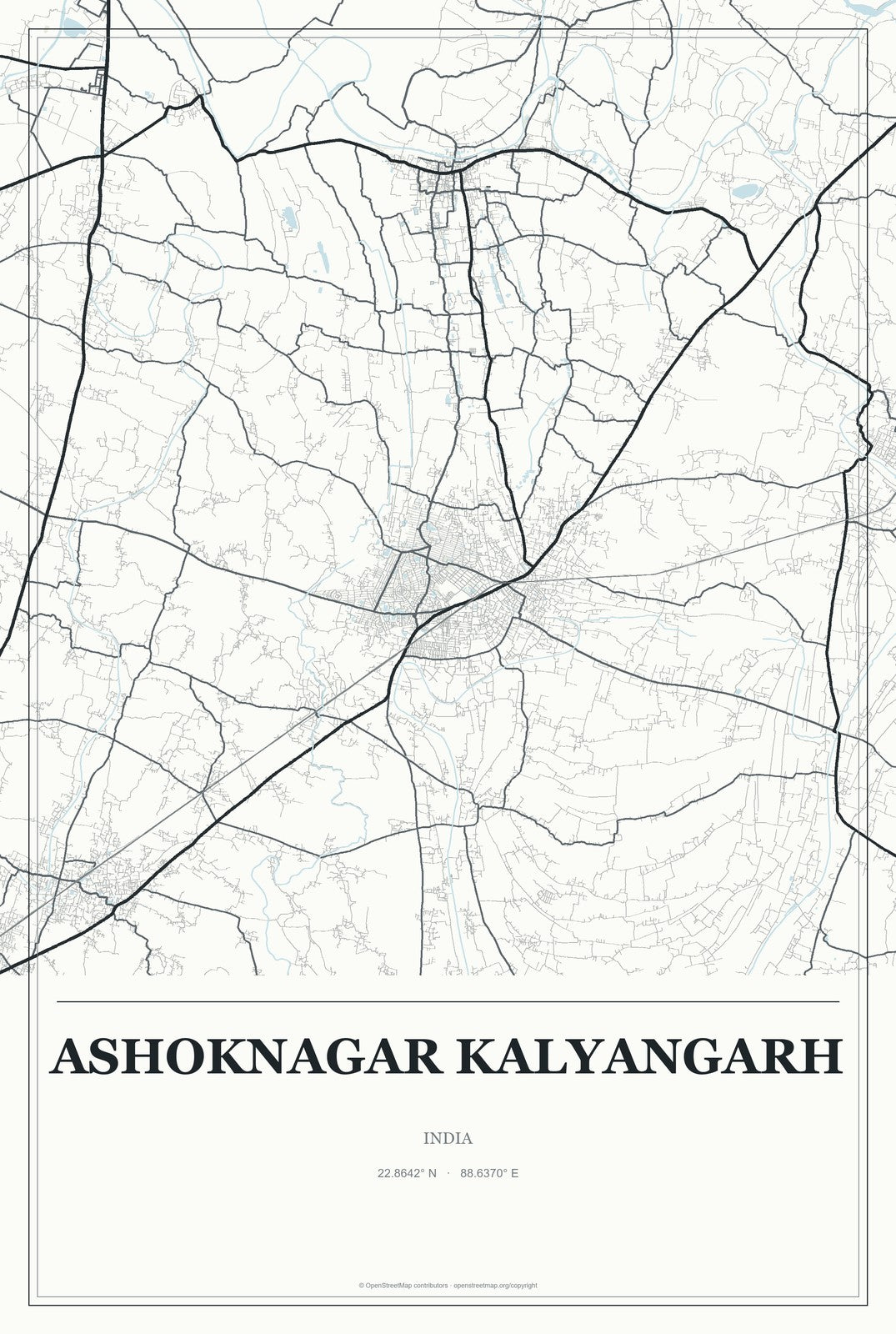 Ashoknagar Kalyangarh, India City Map Aluminum Sign in Gallery Air style