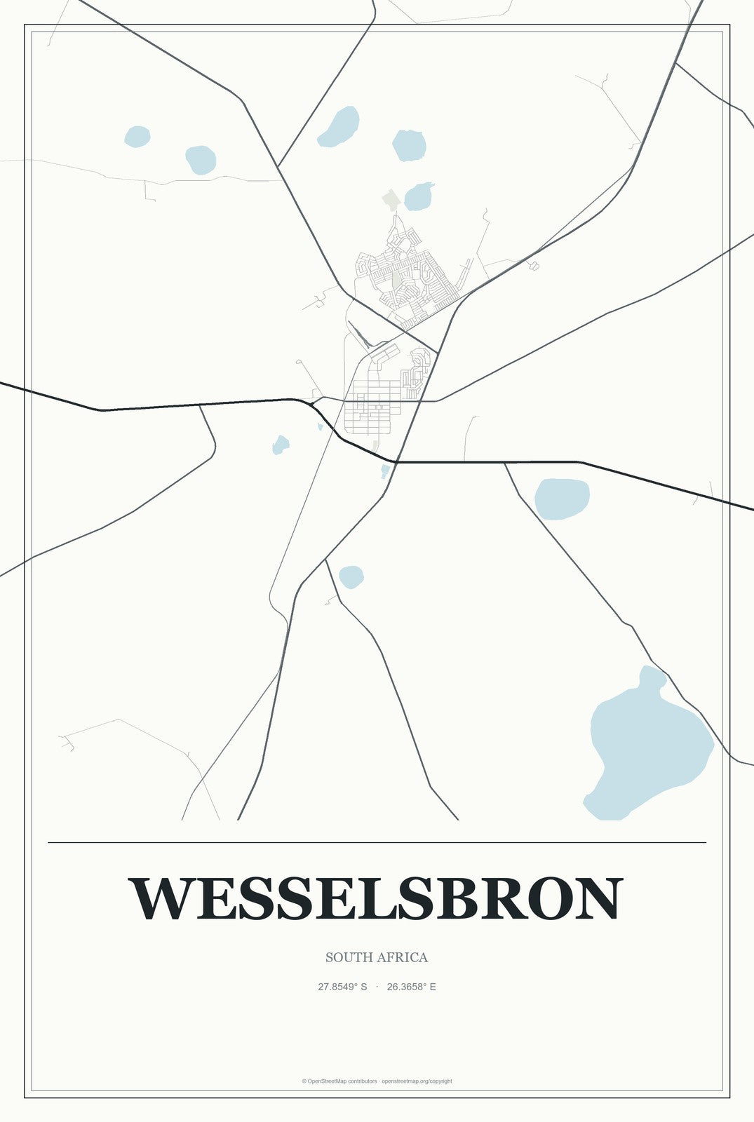 Wesselsbron, South Africa City Map Aluminum Sign in Gallery Air style