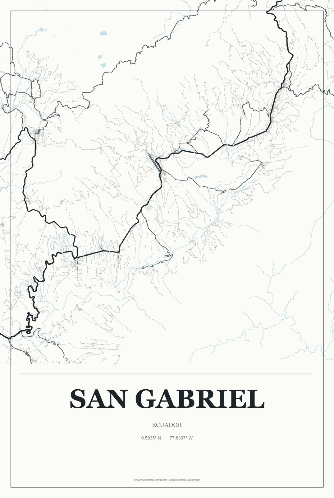 San Gabriel, Ecuador City Map Aluminum Sign in Gallery Air style