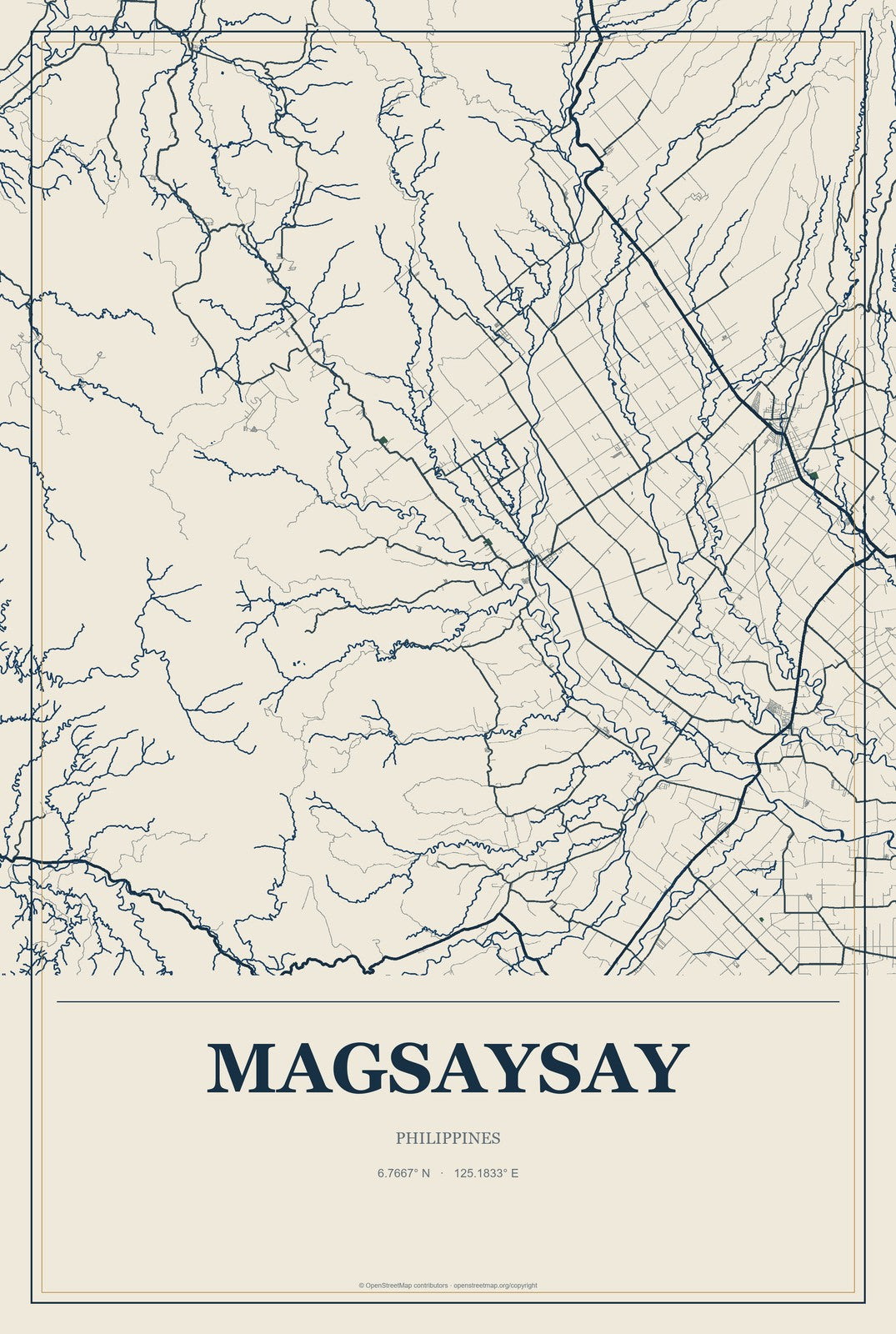 Magsaysay, Mimaropa, Philippines City Map Aluminum Sign in Coastal Cutout style