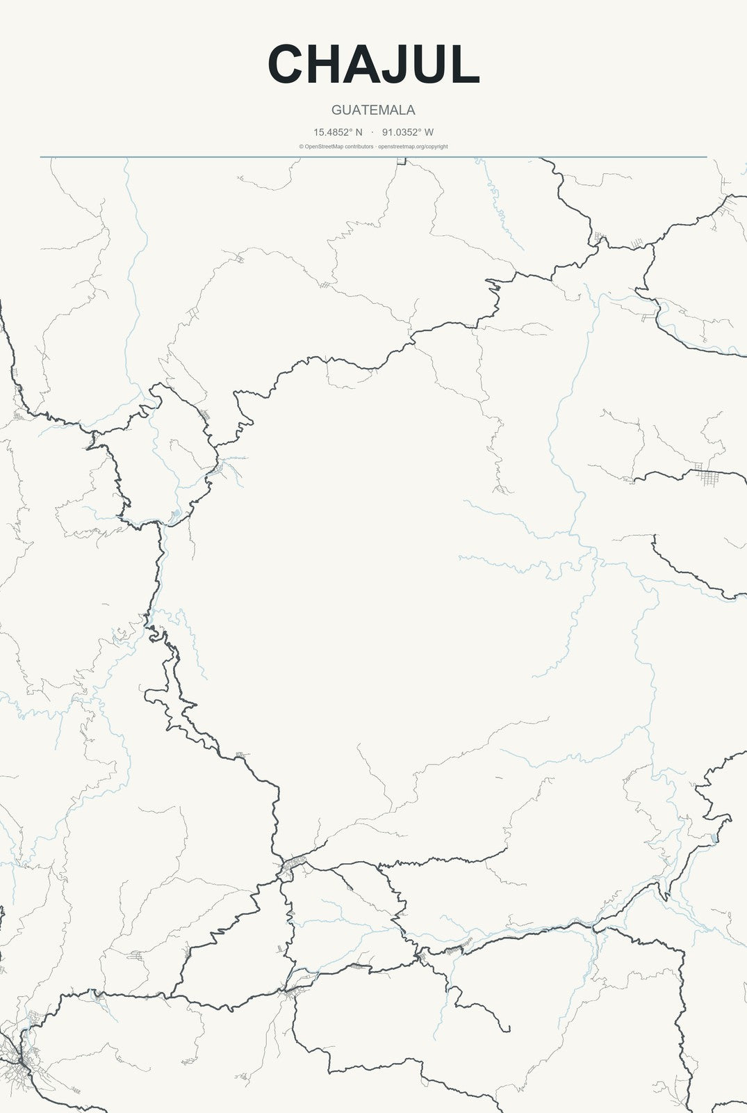 Chajul, Guatemala City Map Aluminum Sign in Headline Atlas style