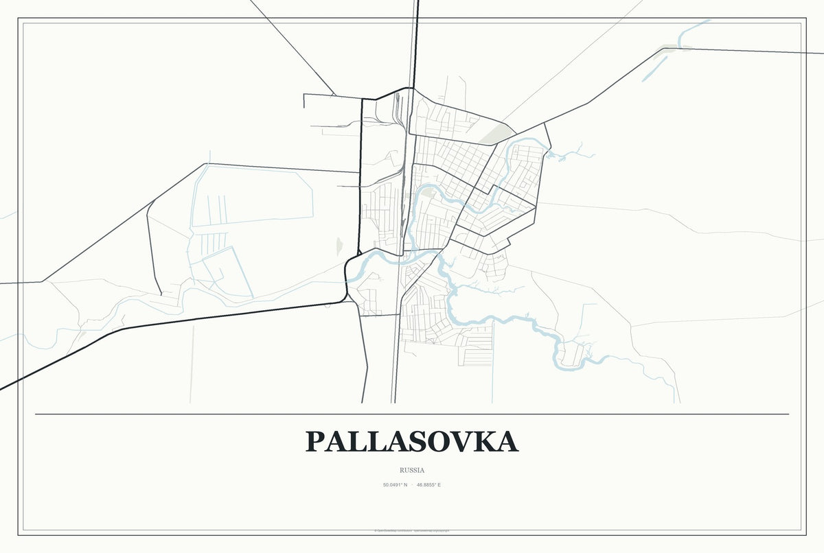 Pallasovka, Russia City Map Aluminum Sign in Gallery Air style