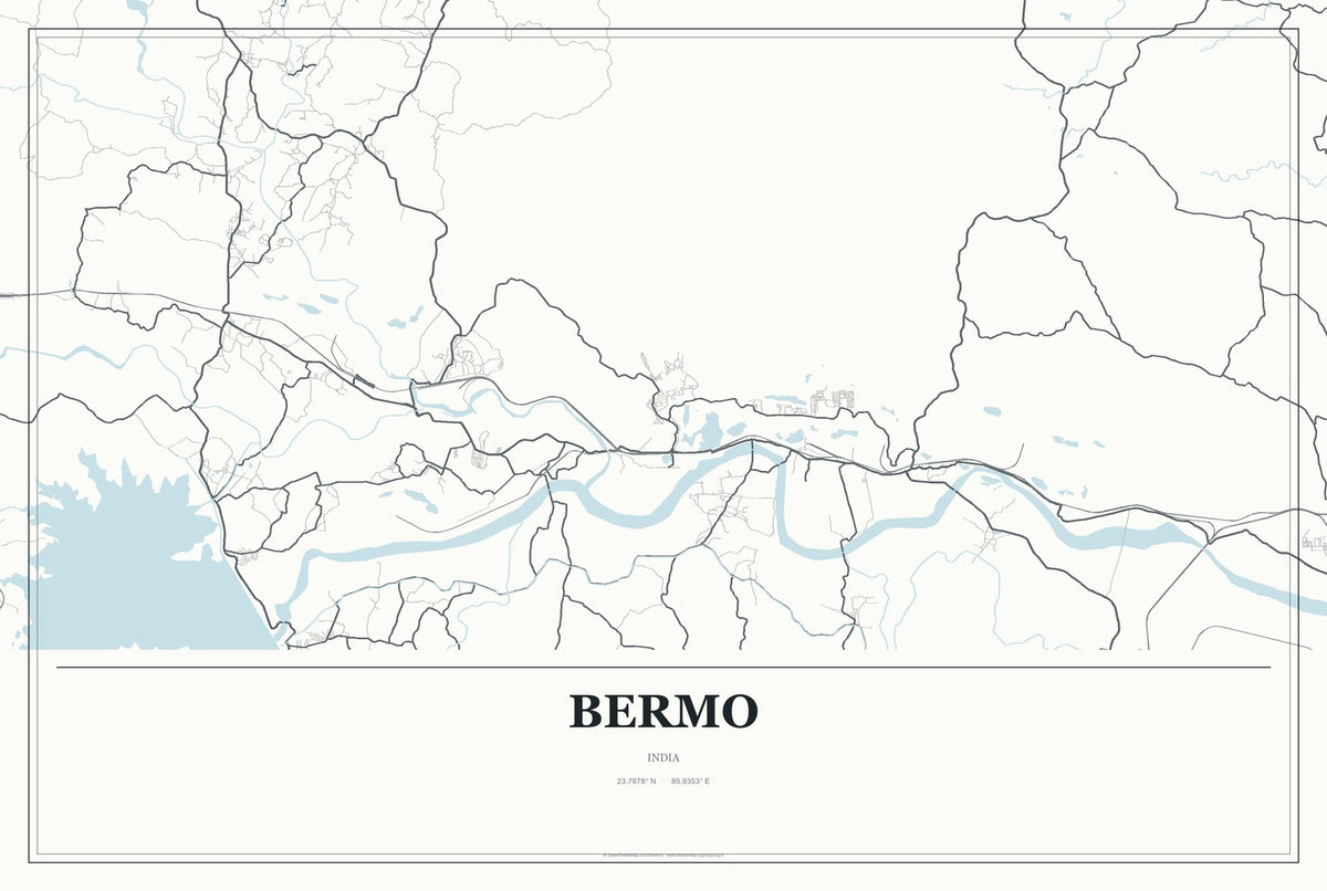 Bermo, India City Map Aluminum Sign in Gallery Air style