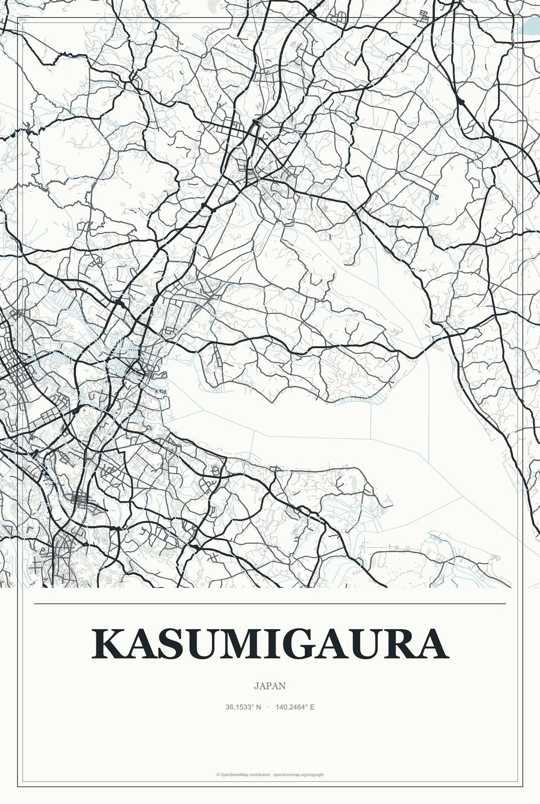 Kasumigaura, Japan City Map Aluminum Sign in Gallery Air style