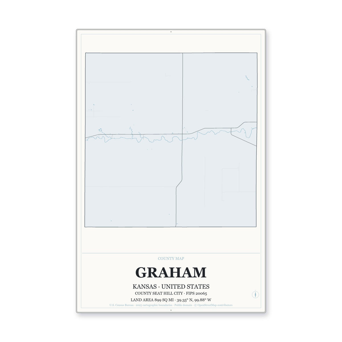 Graham County, Kansas Map Aluminum Sign in Gallery Air style
