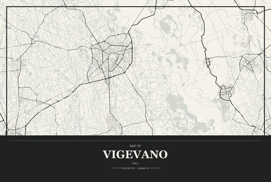 Vigevano, Italy City Map Aluminum Sign in Museum Plaque style