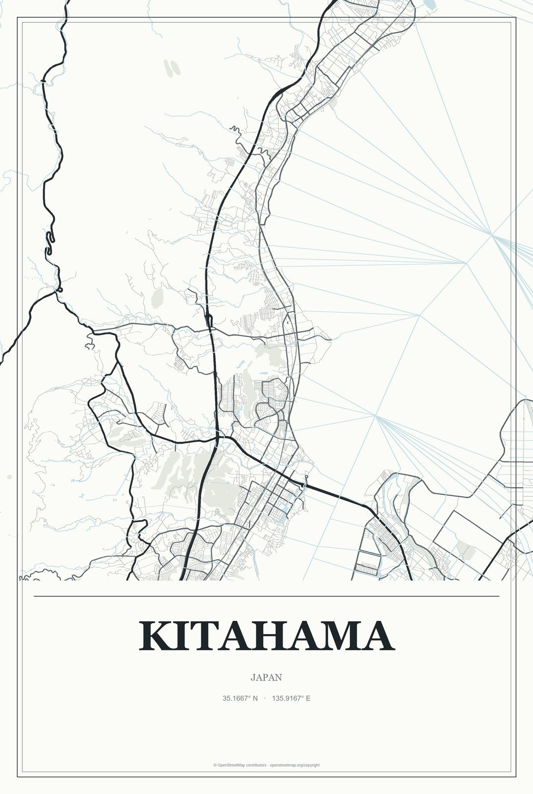 Kitahama, Japan City Map Aluminum Sign in Gallery Air style