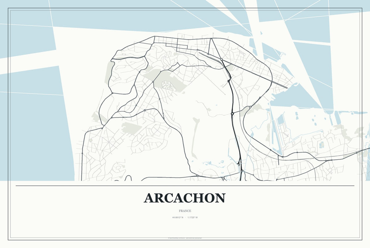 Arcachon, France City Map Aluminum Sign in Gallery Air style