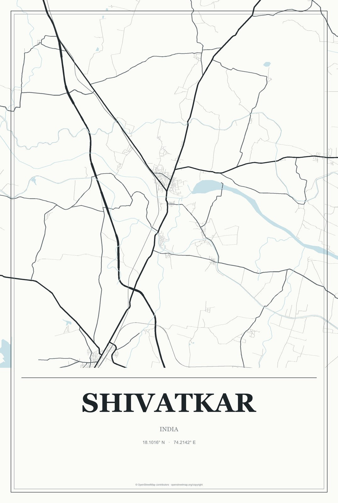 Shivatkar, India City Map Aluminum Sign in Gallery Air style