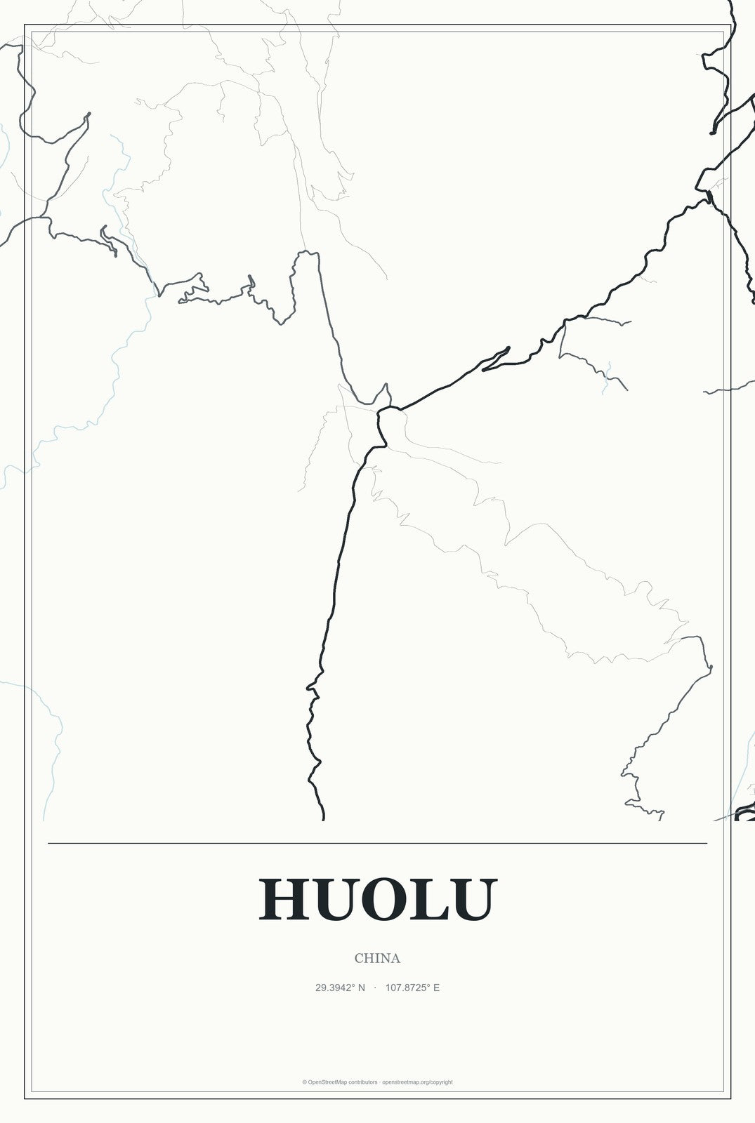 Huolu, China City Map Aluminum Sign in Gallery Air style