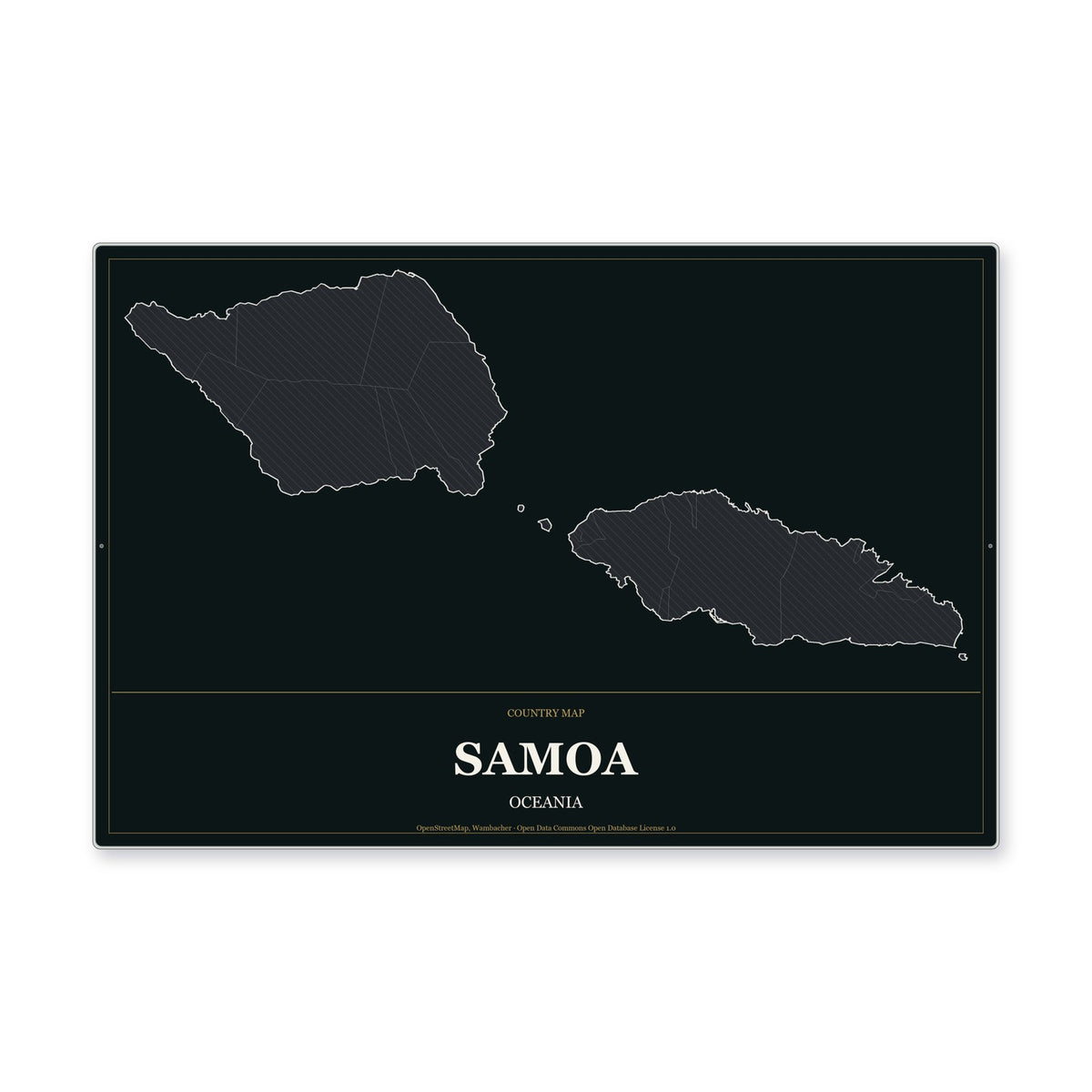 Samoa Country Map Aluminum Sign in Metropolitan Noir style