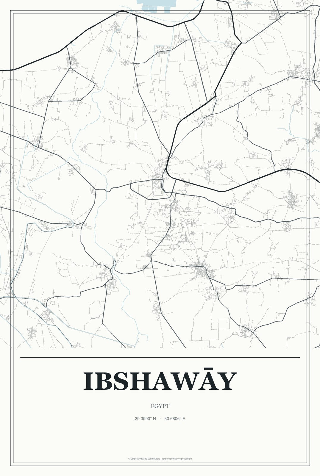 Ibshawāy, Egypt City Map Aluminum Sign in Gallery Air style
