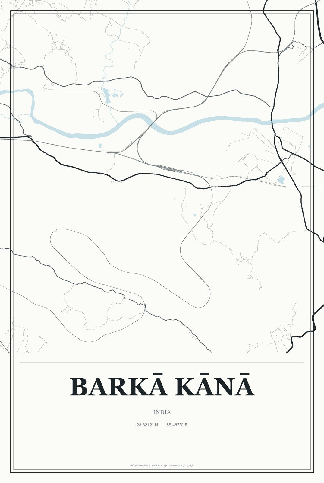 Barkā Kānā, India City Map Aluminum Sign in Gallery Air style
