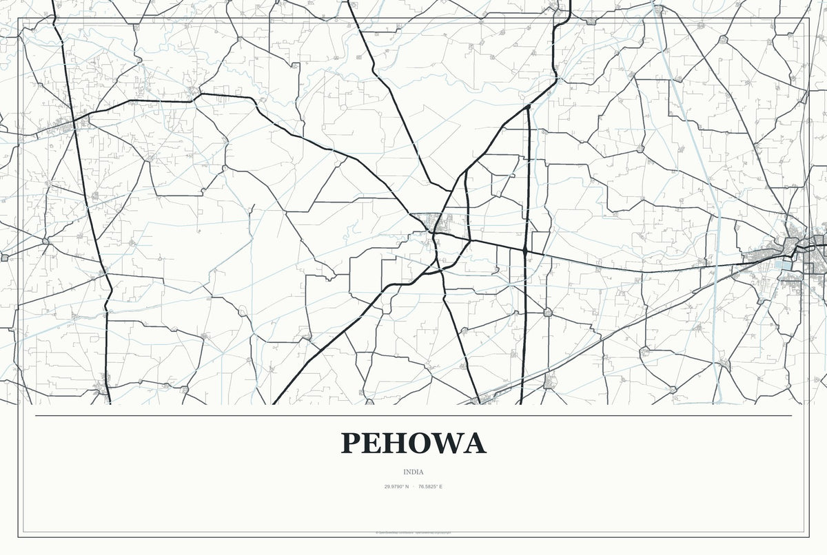 Pehowa, India City Map Aluminum Sign in Gallery Air style