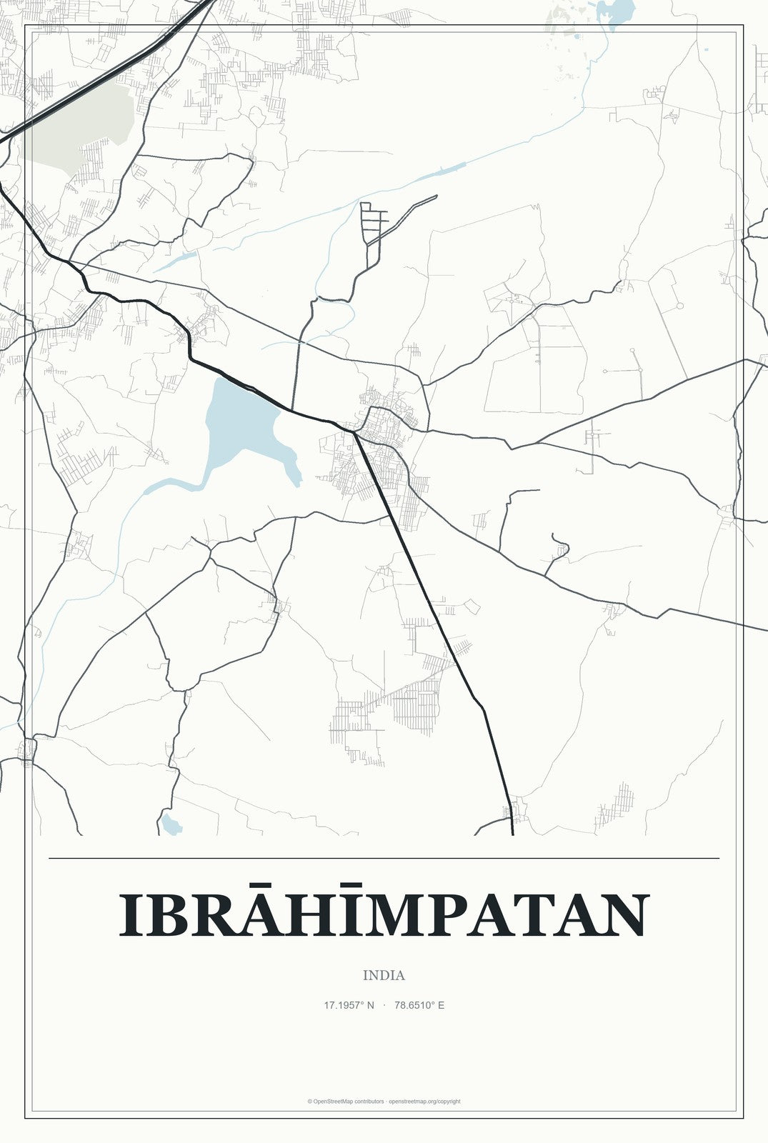 Ibrāhīmpatan, India City Map Aluminum Sign in Gallery Air style
