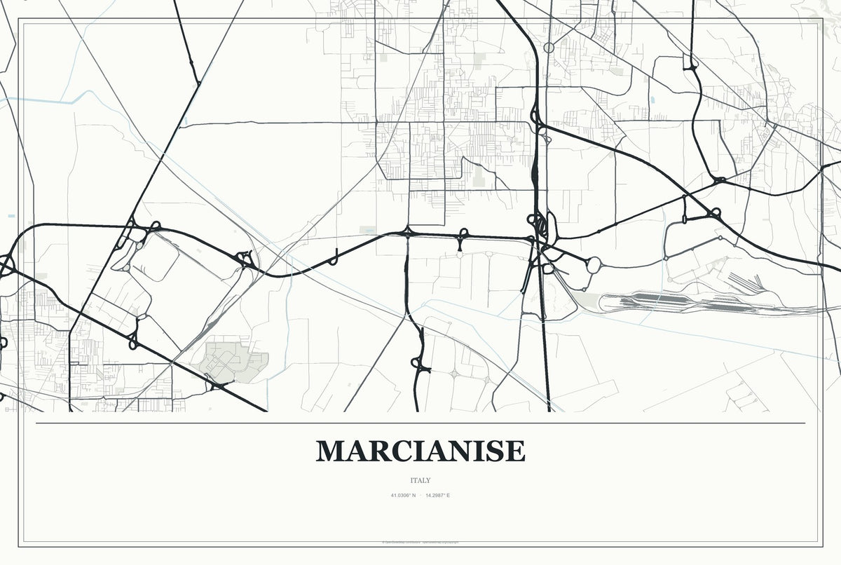 Marcianise, Italy City Map Aluminum Sign in Gallery Air style