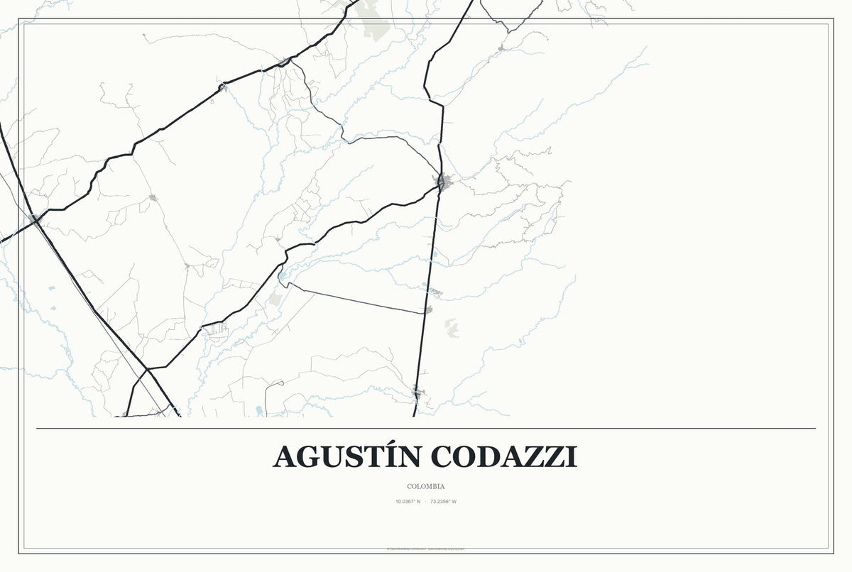 Agustín Codazzi, Colombia City Map Aluminum Sign in Gallery Air style