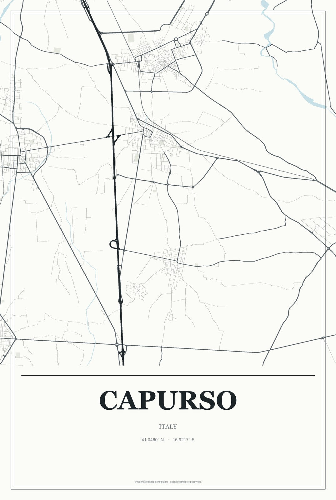 Capurso, Italy City Map Aluminum Sign in Gallery Air style