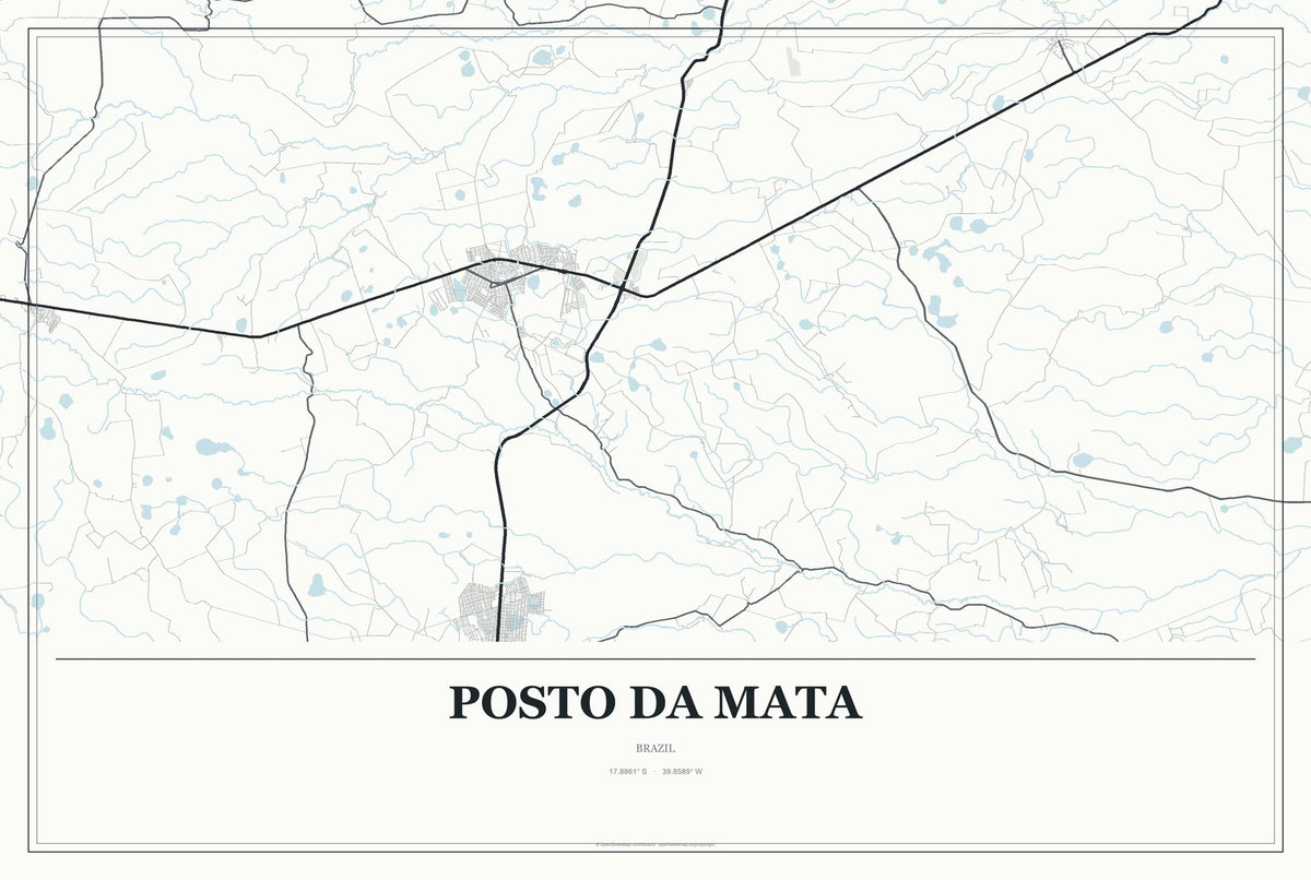 Posto da Mata, Brazil City Map Aluminum Sign in Gallery Air style
