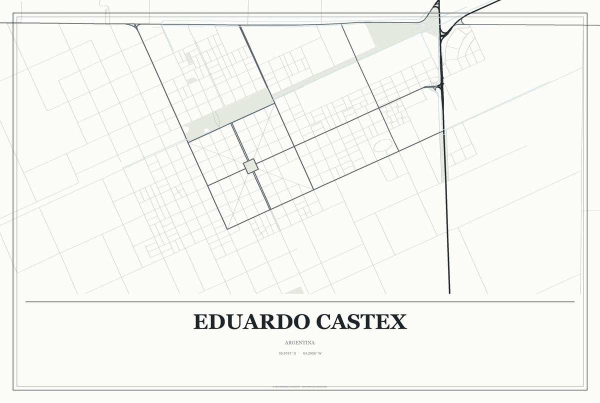 Eduardo Castex, Argentina City Map Aluminum Sign in Gallery Air style