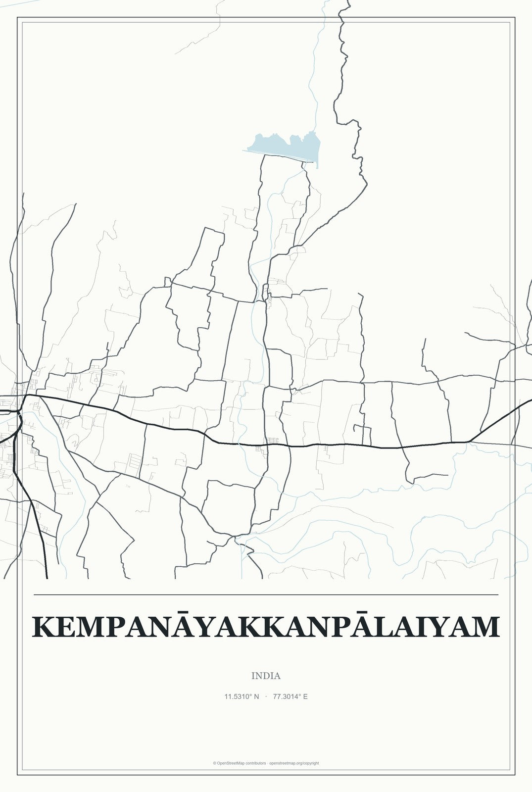 Kempanāyakkanpālaiyam, India City Map Aluminum Sign in Gallery Air style