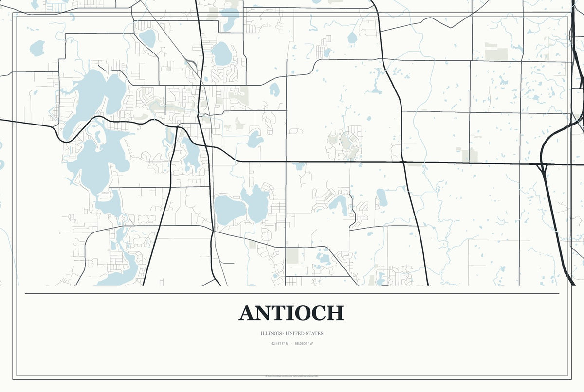 Antioch, Illinois City Map Aluminum Sign in Gallery Air style