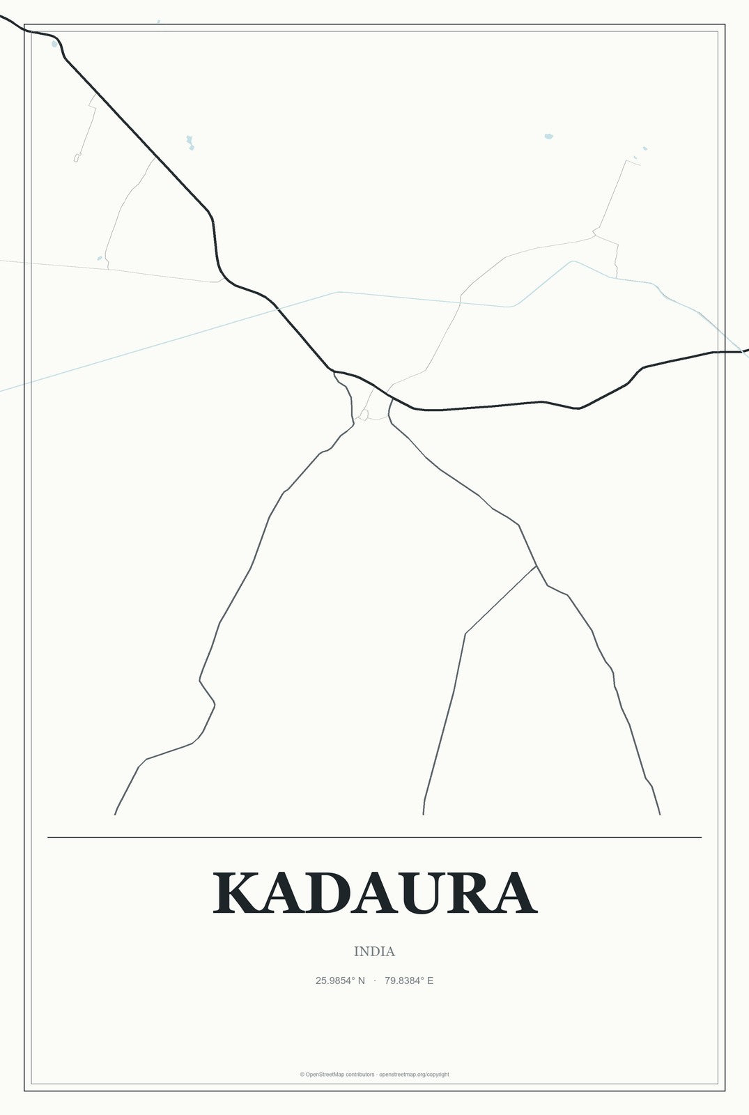 Kadaura, India City Map Aluminum Sign in Gallery Air style