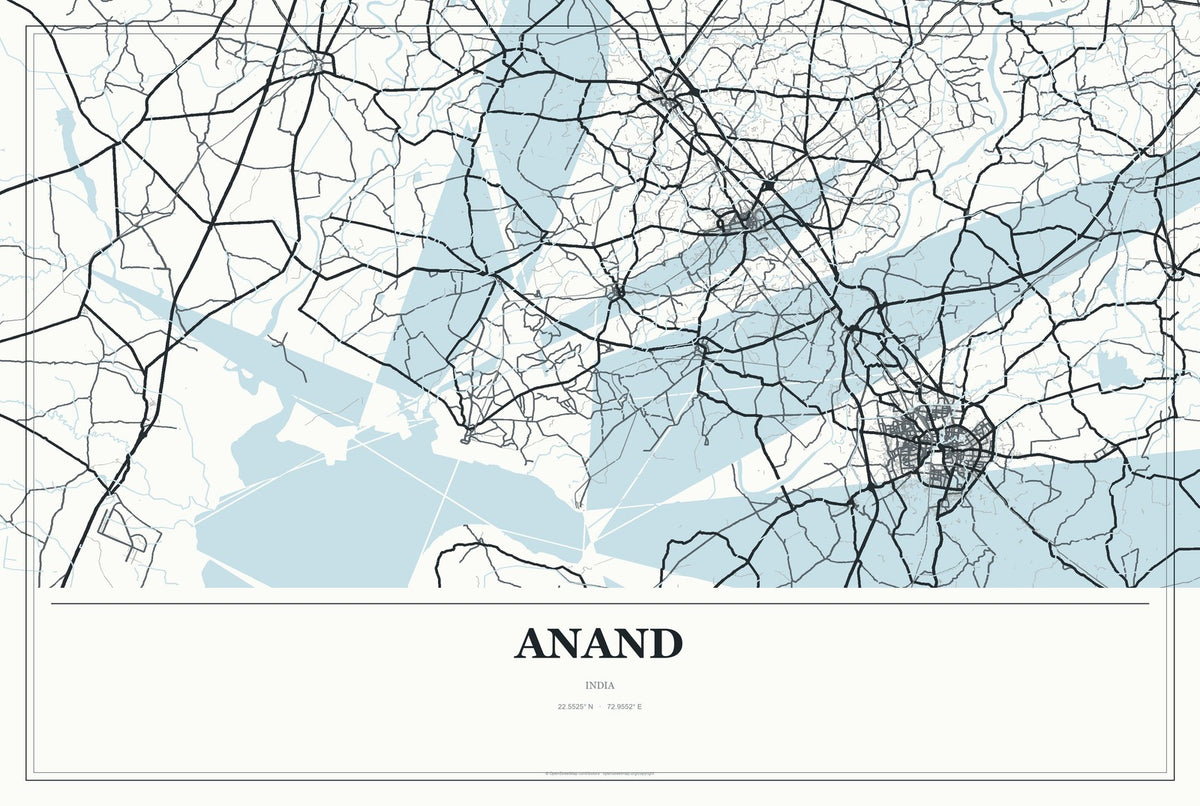 Anand, India City Map Aluminum Sign in Gallery Air style