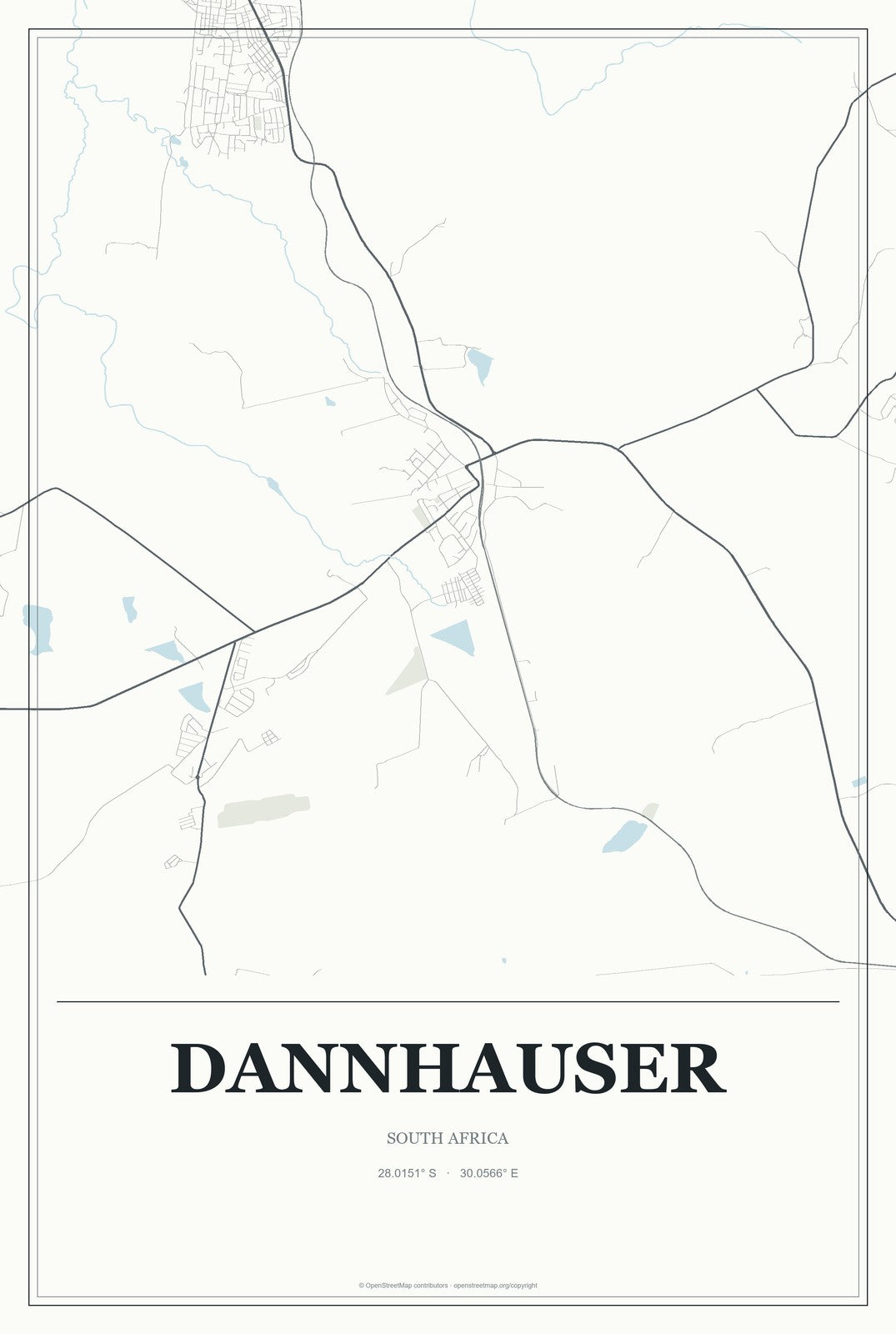 Dannhauser, South Africa City Map Aluminum Sign in Gallery Air style