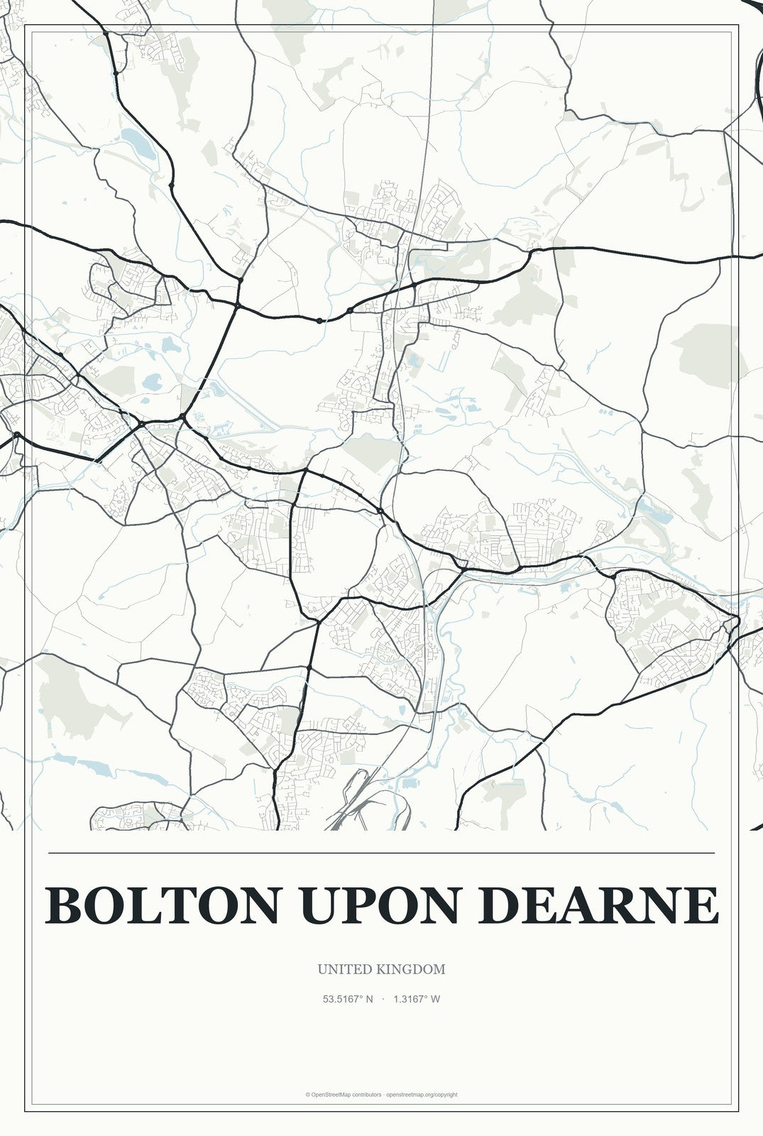 Bolton upon Dearne, United Kingdom City Map Aluminum Sign in Gallery Air style