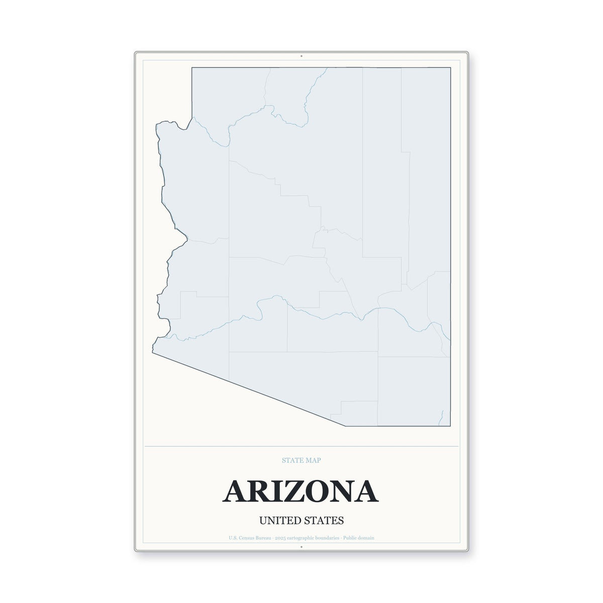 Arizona state map aluminum sign in Gallery Air style