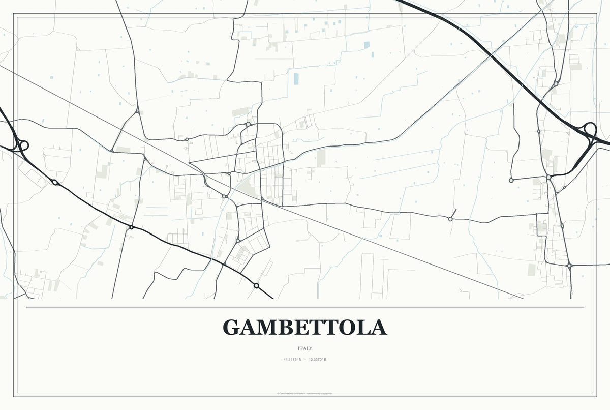 Gambettola, Italy City Map Aluminum Sign in Gallery Air style