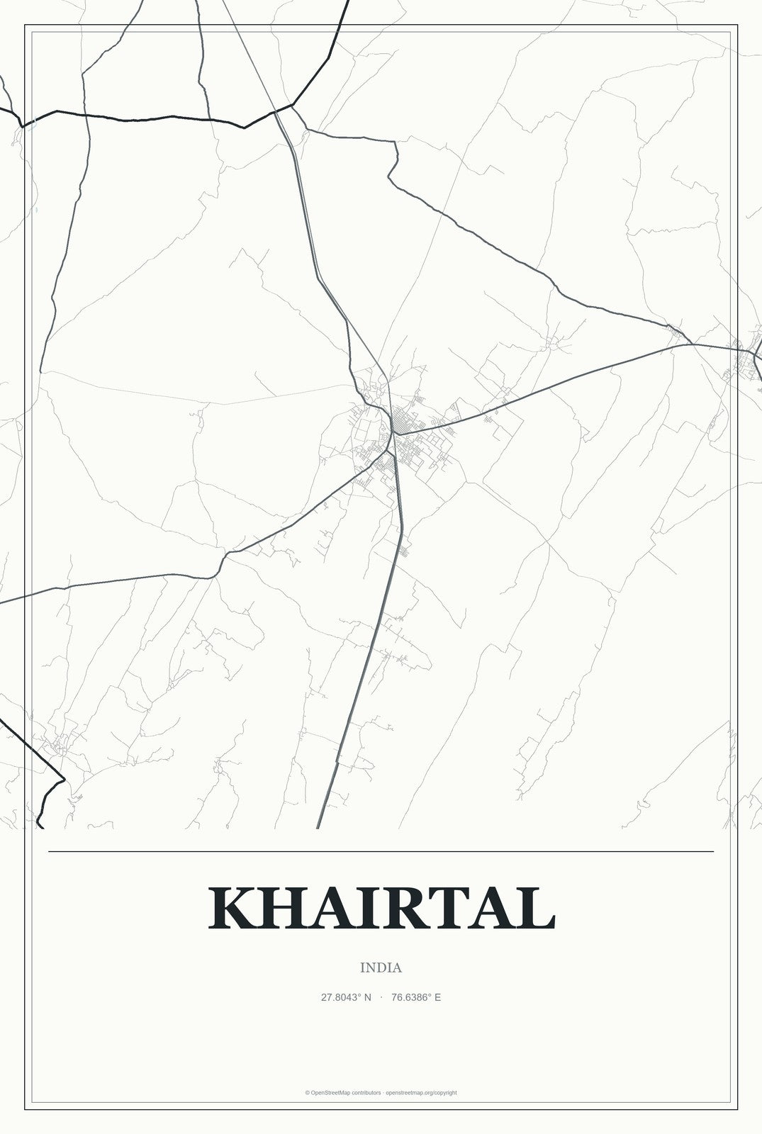 Khairtal, India City Map Aluminum Sign in Gallery Air style