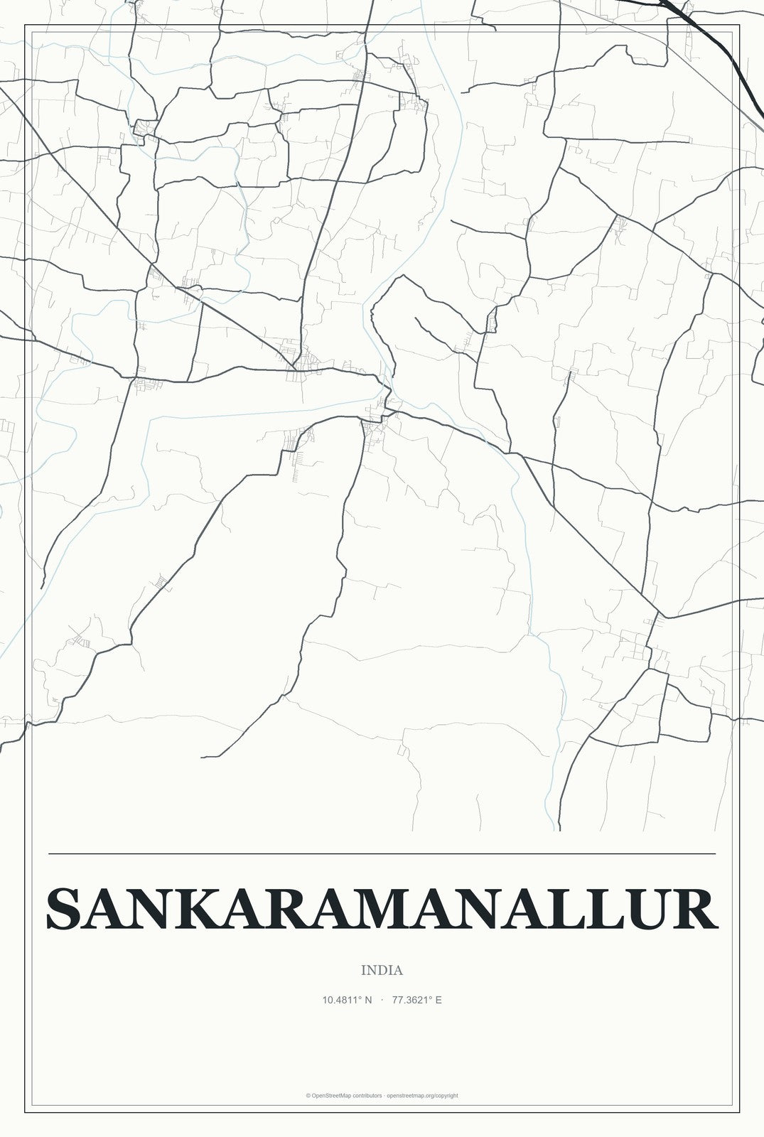 Sankaramanallur, India City Map Aluminum Sign in Gallery Air style