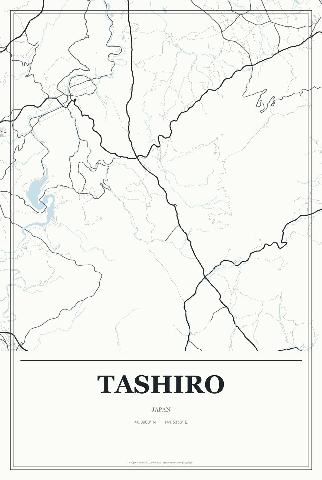 Tashiro, Japan City Map Aluminum Sign in Gallery Air style