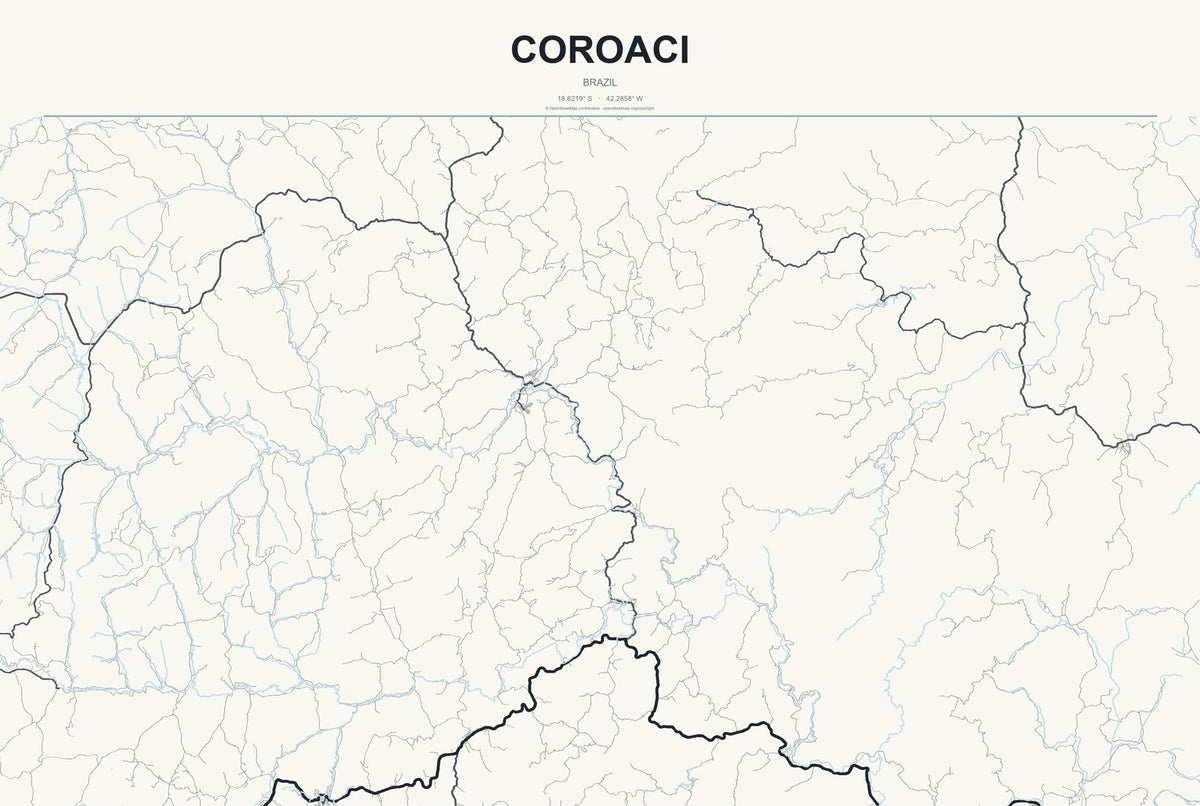 Coroaci, Brazil City Map Aluminum Sign in Headline Atlas style