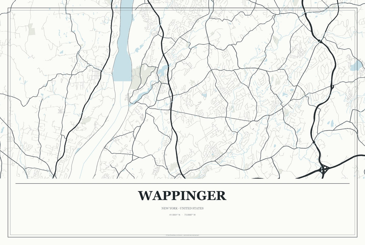 Wappinger, New York City Map Aluminum Sign in Gallery Air style