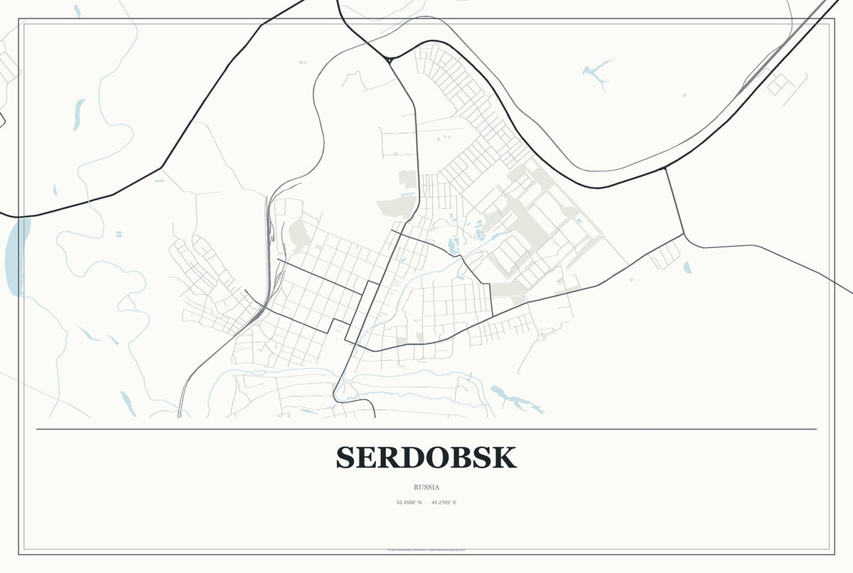 Serdobsk, Russia City Map Aluminum Sign in Gallery Air style