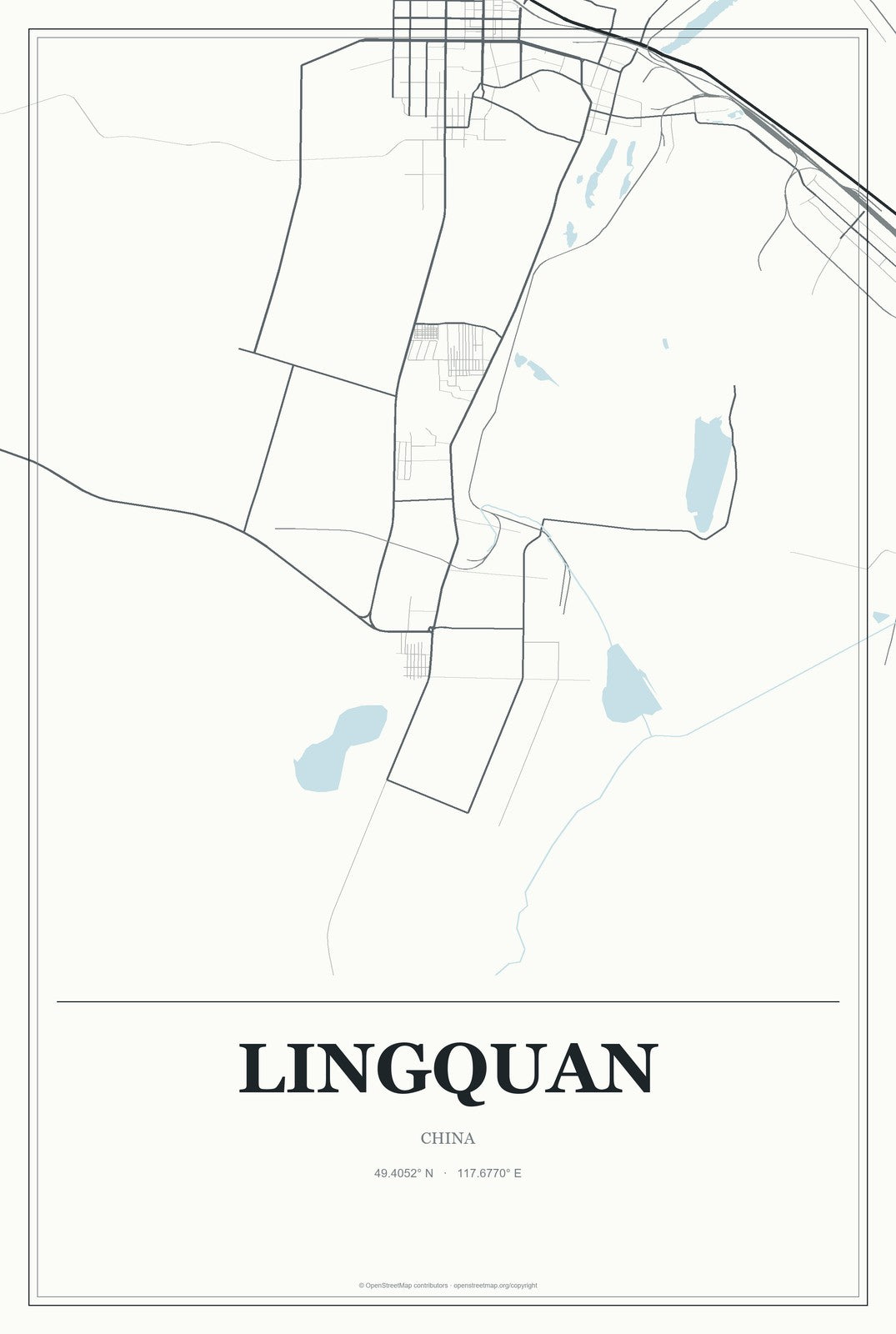 Lingquan, China City Map Aluminum Sign in Gallery Air style