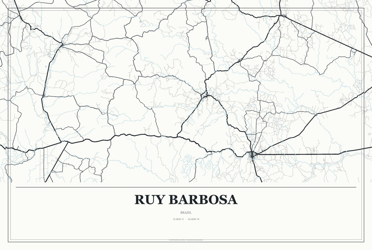Ruy Barbosa, Brazil City Map Aluminum Sign in Gallery Air style