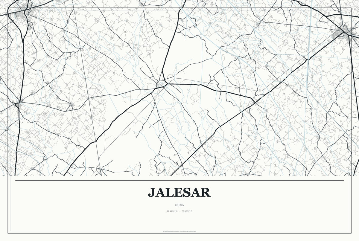 Jalesar, India City Map Aluminum Sign in Gallery Air style