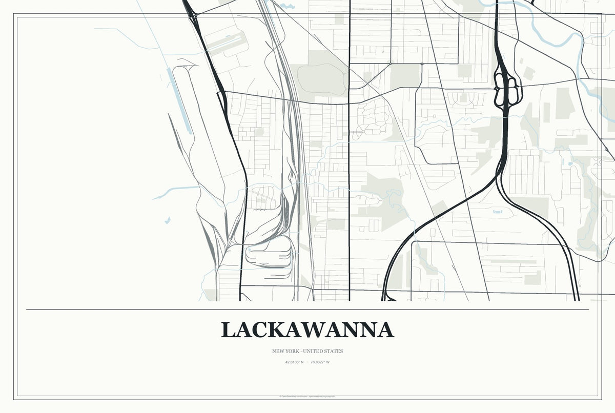 Lackawanna, New York City Map Aluminum Sign in Gallery Air style