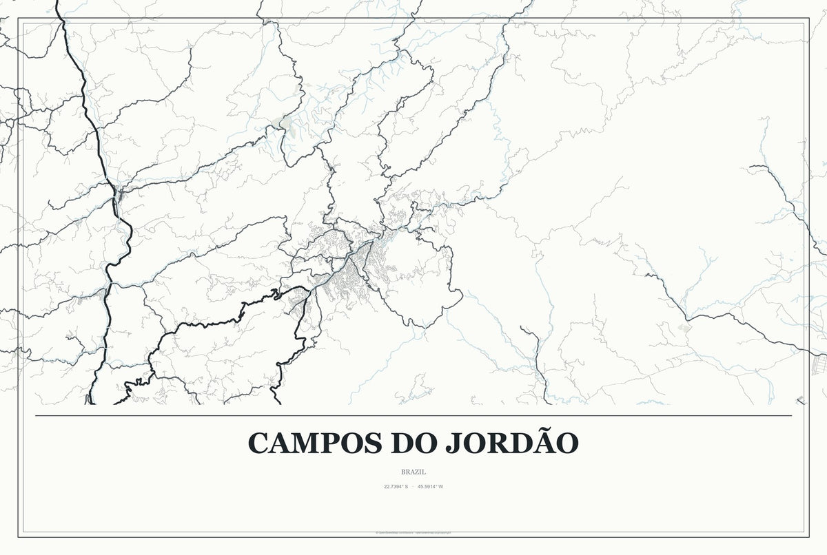 Campos do Jordão, Brazil City Map Aluminum Sign in Gallery Air style