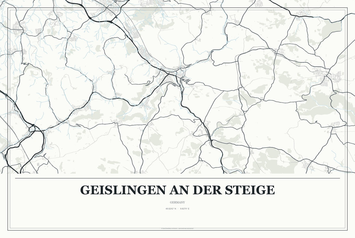 Geislingen an der Steige, Germany City Map Aluminum Sign in Gallery Air style