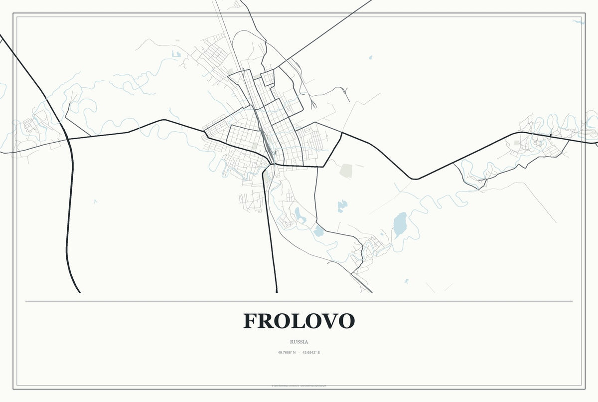 Frolovo, Russia City Map Aluminum Sign in Gallery Air style